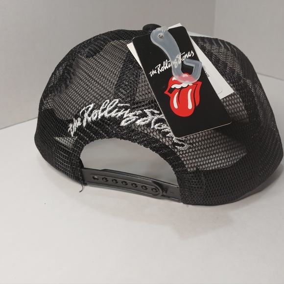 White and Black Trucker Hat with Red Tongue Logo - Picture 2 of 5